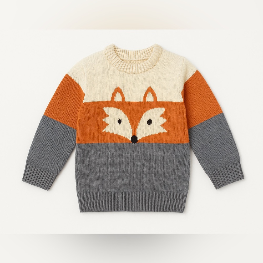 NEW Fox Knit Sweater– Unisex 2–3 Years perfect for FALL& WINTER season